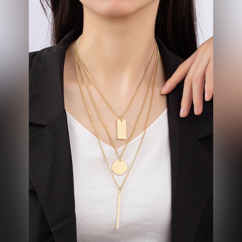 3 layered gold chain necklace